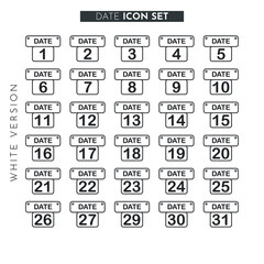 Date Icon White Color Vector illustration set