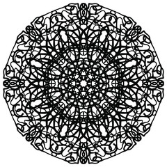 mandala with abstract lines forming figures of different sizes on a white background, vector