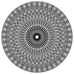 abstract mandala with linear ornaments drawn on a white background for coloring, mandala, vector