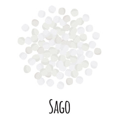 Sago for template farmer market design, label and packing. Natural energy protein organic super food.