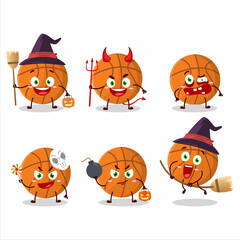 Halloween expression emoticons with cartoon character of basketball