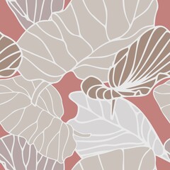 Seamless vector botanical pattern colourful abstract design of leaves in pastel tones