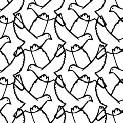 Cute seamless black and white vector pattern illustration colorful design of cartoon birds