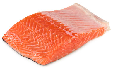 Red fish. Raw salmon fillet isolate on white background. Clipping path and full depth of field