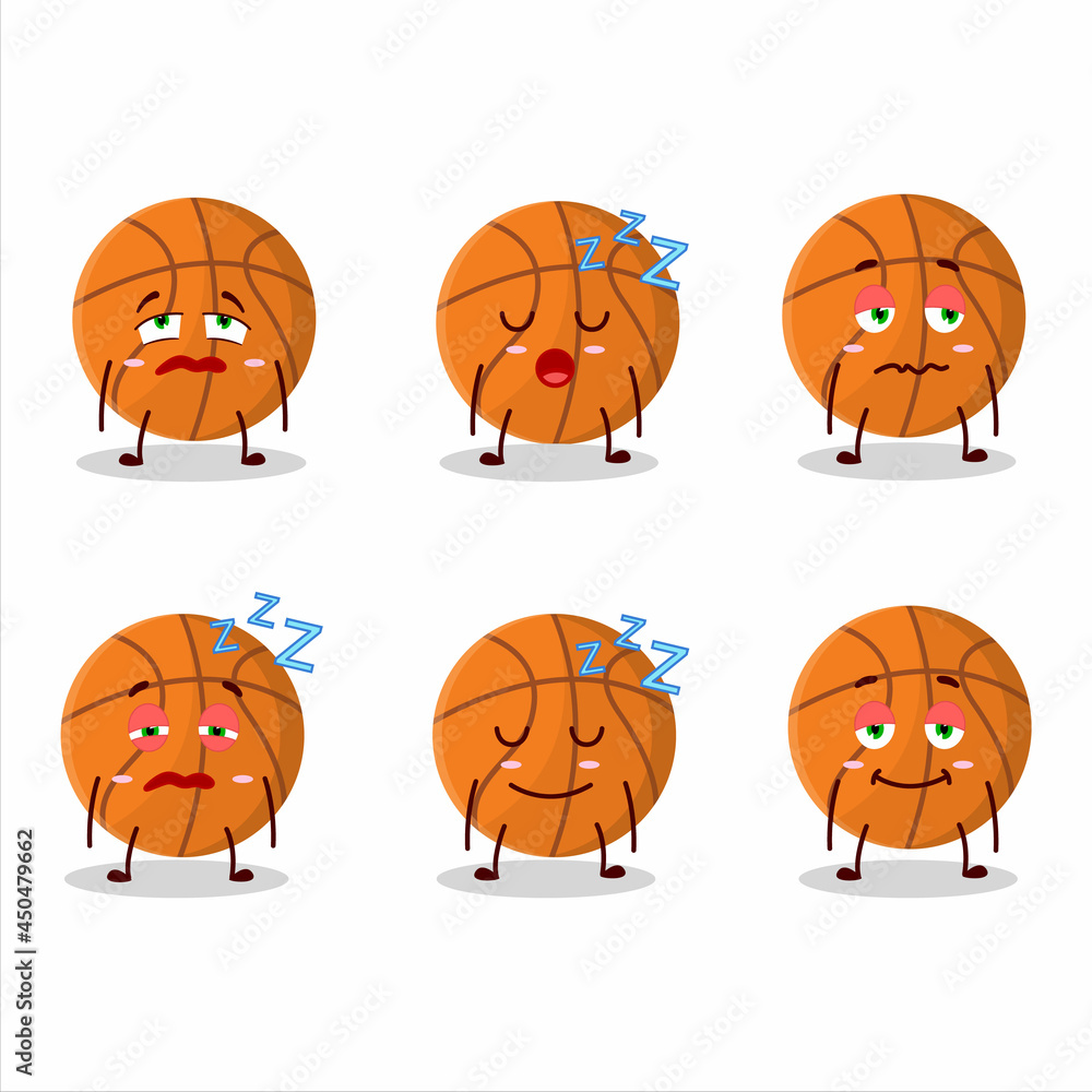 Wall mural Cartoon character of basketball with sleepy expression