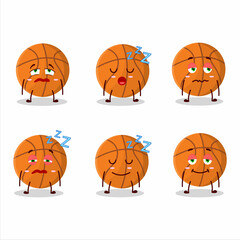 Cartoon character of basketball with sleepy expression