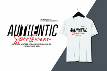 Typography slogan authentic sportswear for t-shirt. Modern and stylish Abstract design with the lines style. Vector print, typography, poster.
and other uses - obrazy, fototapety, plakaty