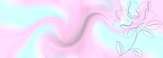abstract blurred background in pink and turquoise with the shape of a flower, perfect for cards