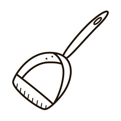 dust collector, dustpan icon for cleaning, vector contour template, doodle style.