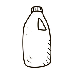 Vector sketch of a plastic bottle, a container of household chemicals, icon contour template, doodle style.