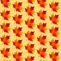 Naklejka na ściany i meble autumn leaves maple sale special offer seamless pattern background bg vector fall september october november wallpaper forest 