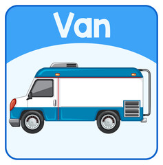 Educational English word card of Van