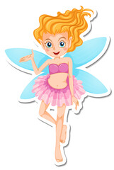 Obraz na płótnie Canvas Beautiful fairy cartoon character sticker