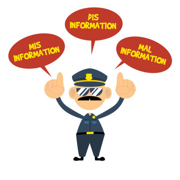 cute police describing about Misinformation suitable for cyber security Illustration