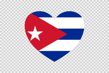 Cuba flag in heart shape isolated  on png or transparent  background,Symbols of Cuba, template for banner,card,advertising ,promote,vector, top gold medal sport winner country