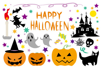 ハロウィンのカラフルな壁紙のイラスト