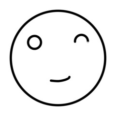 Wink Smiley Vector Line Icon Design