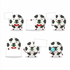 Soccer ball cartoon character bring information board - 450485055