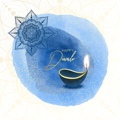 Happy Diwali. Paper Graphic of Indian Rangoli. Rangoli - A traditional Indian art of decorating the entrance to a house. Diwali festival holiday design with paper cut style of Indian Rangoli. 