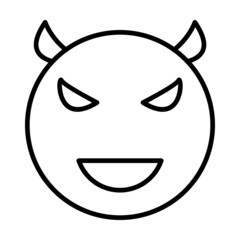 Smiling_imp Face Vector Line Icon Design