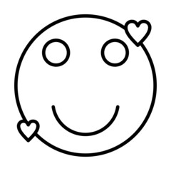 Love Face Smiley Vector Line Icon Design