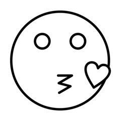 Kissing Heart Smiley Face Vector Line Icon Design