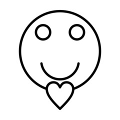 Loved Smiley Vector Line Icon Design