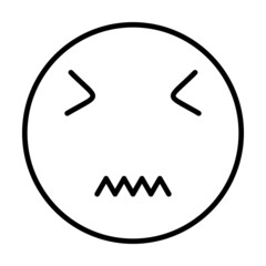 Confounded Smiley Face Vector Line Icon Design