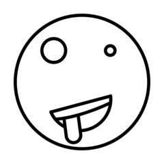 Naughty Wink Smiley Face Vector Line Icon Design