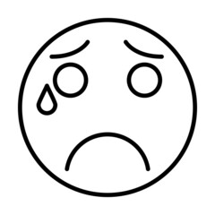 Sad Smiley Vector Line Icon Design