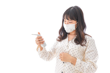 風邪をひいた若い女性