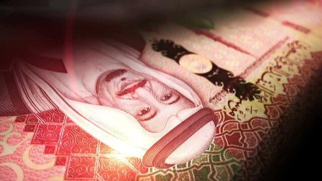 Saudi Arabia Riyal money counting. 100 SAR banknotes. Fast cash note count macro loop. Business and economy loopable and seamless concept.