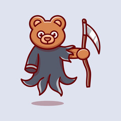 cute grim reaper bear illustration
