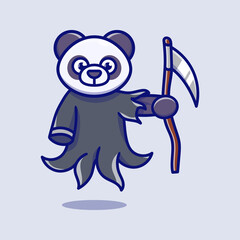 cute grim reaper panda illustration