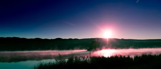 Foto op Canvas sunset over lake © 3StepsToAdventure