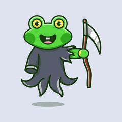 cute grim reaper frog illustration