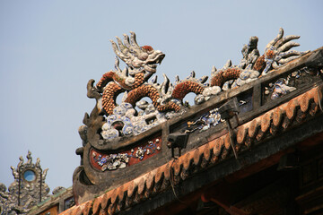 statue of a dragon at the imperial city in hue (vietnam)