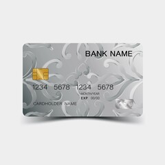 Silver credit card design. And inspiration from abstract. On white background. 
