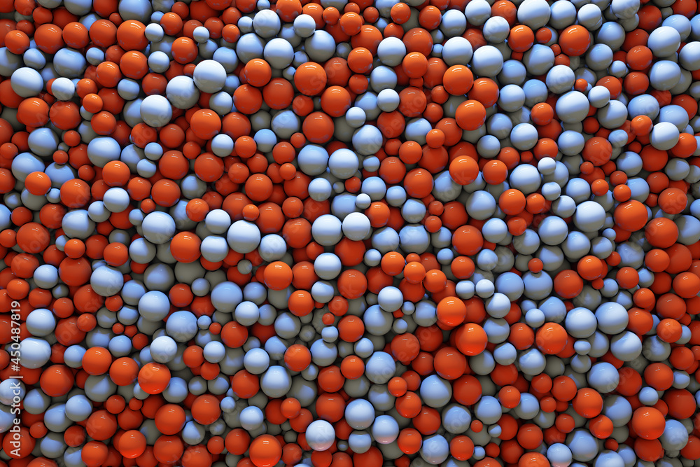 Aufkleber 3d render of abstract art 3d background based on orange and light blue round circle small and big gl