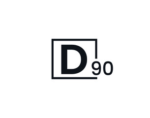 D90, 90D Initial letter logo