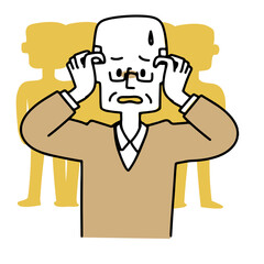 人目が気になる高齢男性