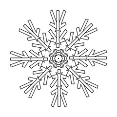 Coloring book for adults and older children . Snowflake, Christmas illustration.