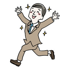 大喜びをしているスーツの男性
