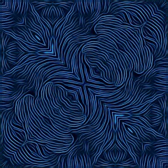 shades of blue curved contour lines on a black background making unique patterns and designs