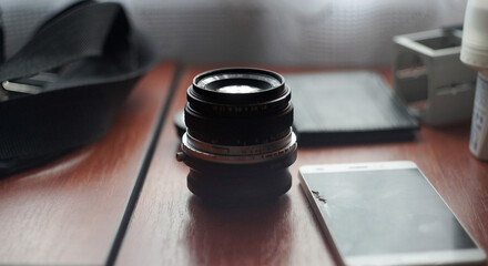 close up of a camera lens