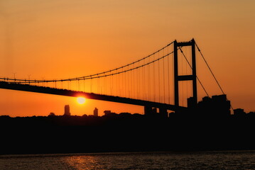 Fototapeta na wymiar 15th July Martyrs Bridge. Bosphorus Bridge. Istanbul, Turkey