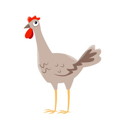 Vector cartoon funny chicken isolated on a white background.