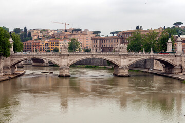 Fototapeta na wymiar Ponte Vittorio Emanuele II with the Vatican in the background