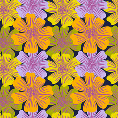 Fototapeta na wymiar Seamless pattern botanical floral bud flower.Nature background print.Decorative wallpaper