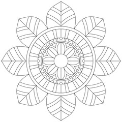 Leaf Flower Petal Coloring Mandala Art Simple Graphic Shape Vector Floral Oriental Outline Vintage Decorative Elements Pattern Illustration Islam Arabic Indian Turkish Mystic Religion Morals Lotus